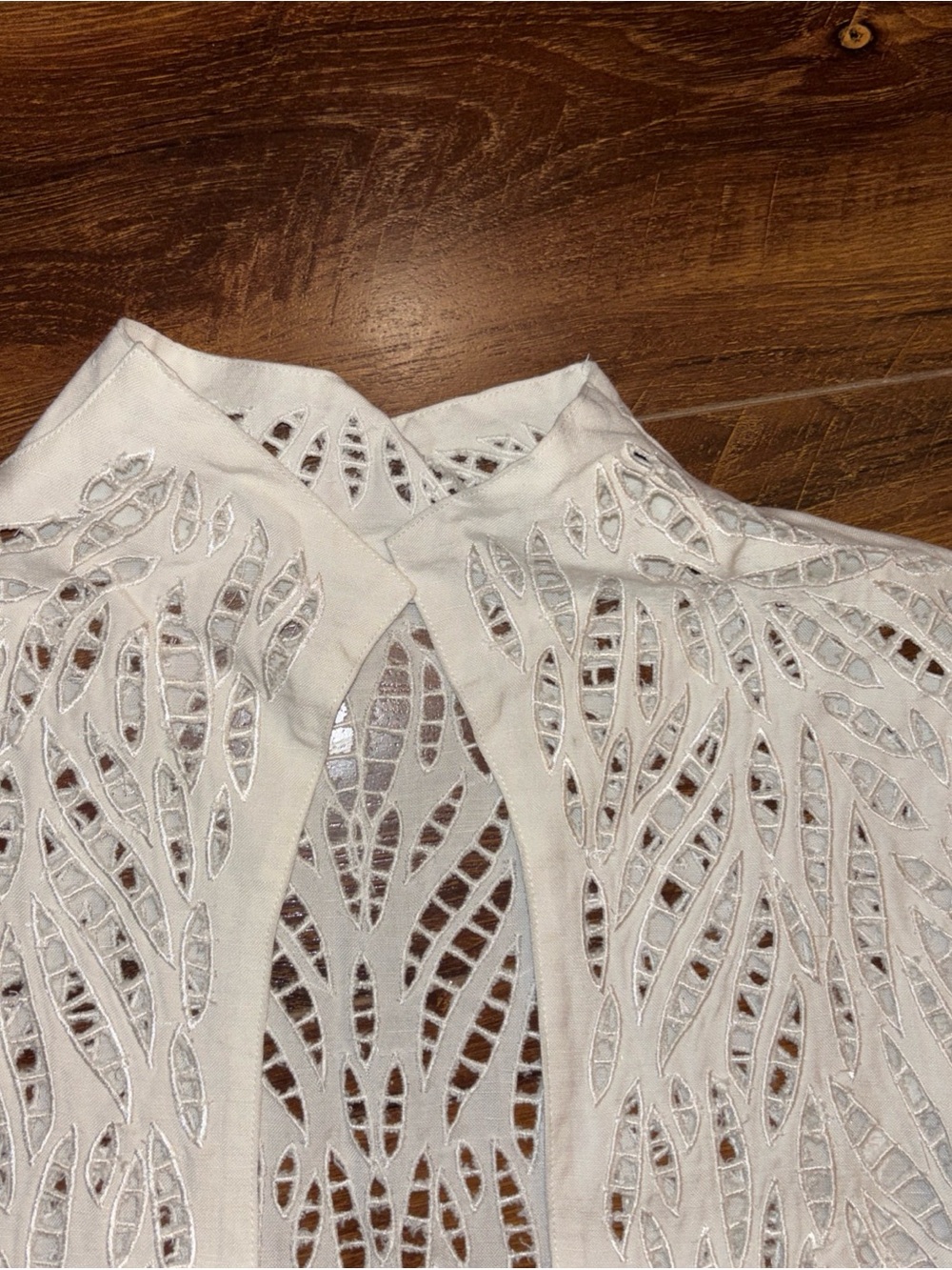 Vintage Jennifer Eden Embroidered Linen  High Neck Open Front Jacket 10